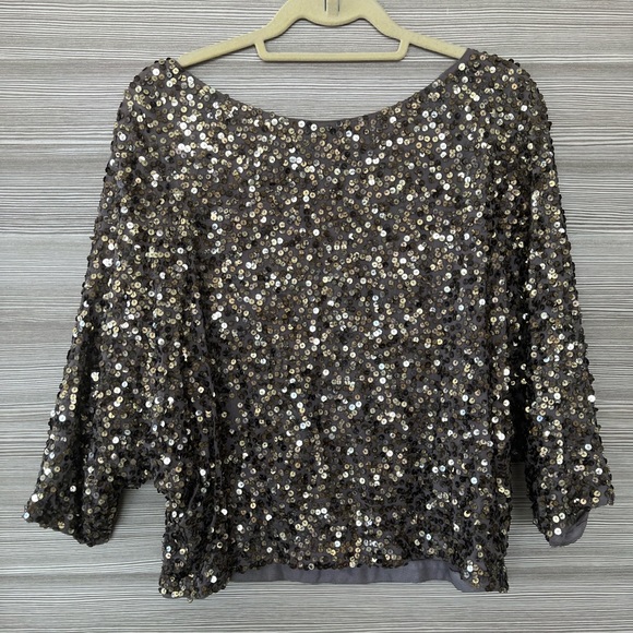 VINCE Cocktail Blouse | Gold + Gray | XS/S (NWOT) - Picture 8 of 14